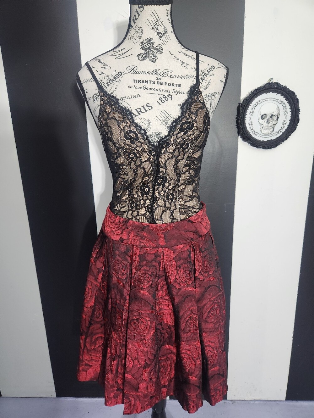 Darling Red Rose A-Line Skirt